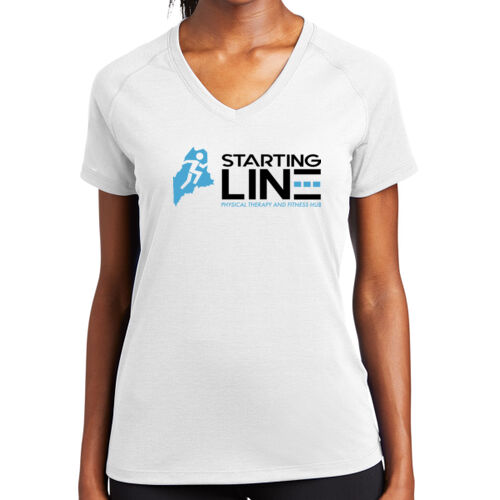 Ladies Performance V-Neck (White) Thumbnail